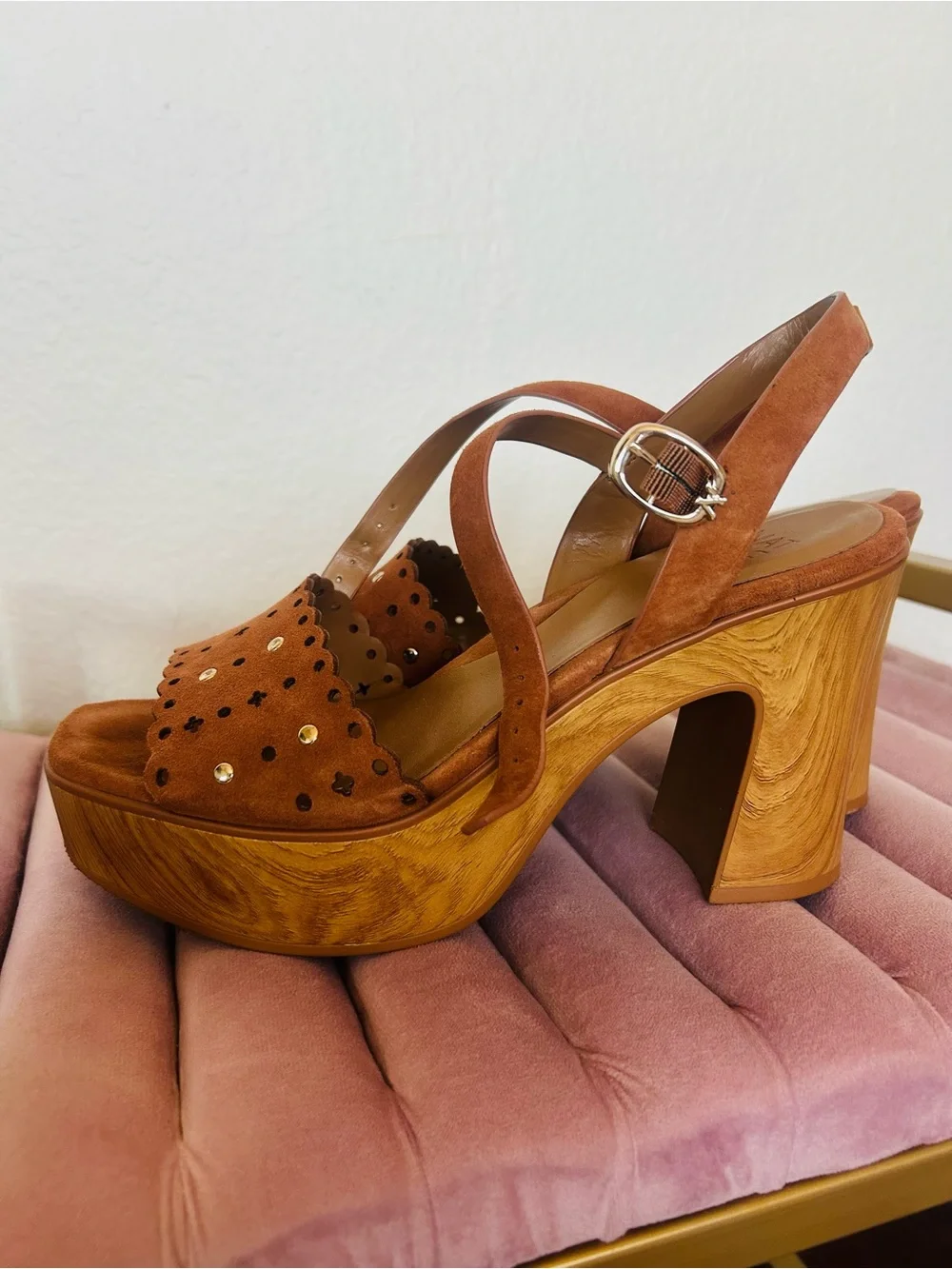 Suede Platform Slingback Sandals